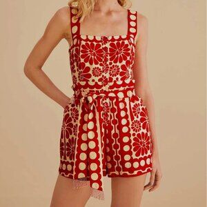 FARM Rio Palermo Red Sleeveless Romper Size XL NWT